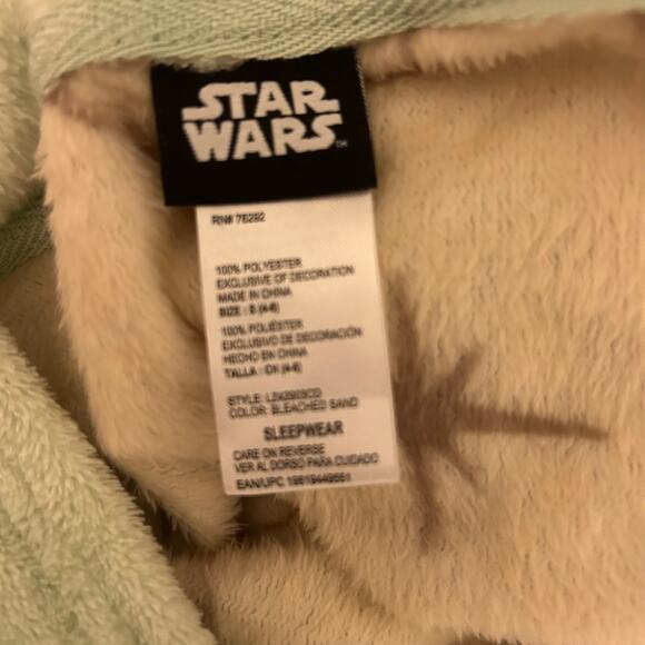 Star Wars Pajama Long Sleeve SZ SM Baby Yoda GROGU Hooded Blanket Sleeper - Picture 8 of 10